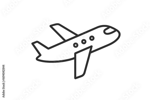 Minimalistic airplane icon, plane vector pictogram for web design, apps, banners, social media, cards, transparent background, simple cartoon illustration, travel and transport