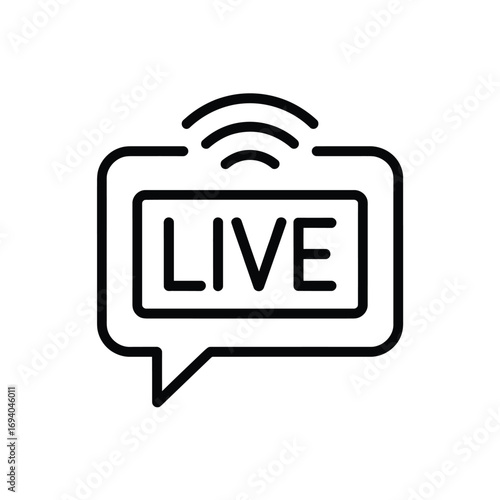 Live broadcast icon with signal waves and speech bubble