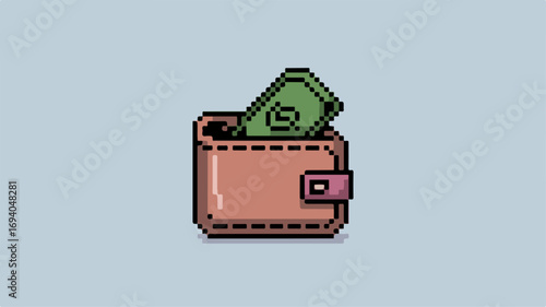 Wallet with Money Pixel Art