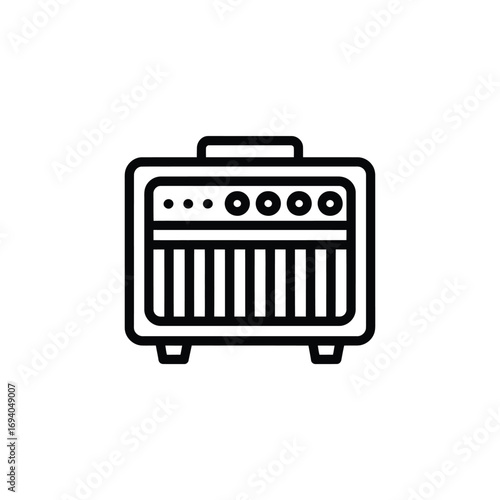 Simple line art icon of a guitar amplifier