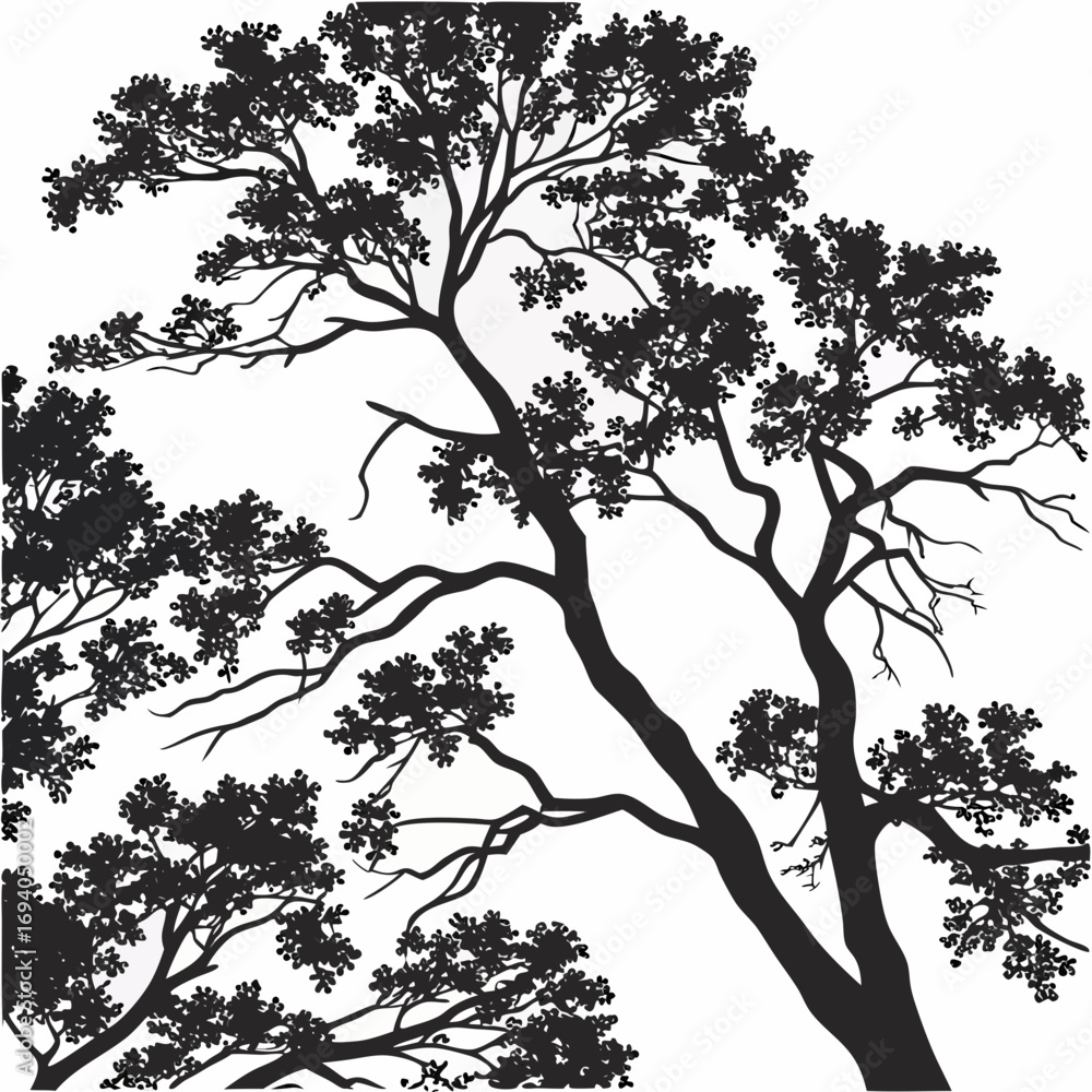 custom made wallpaper toronto digitalBlack tree branches with dense foliage leaves silhouette