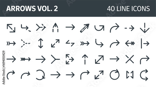 Arrows Volume 2 40 Line Icons for Direction, Movement, and Navigation