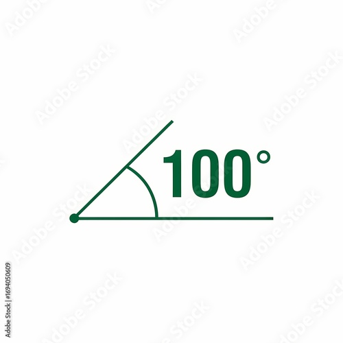 Green icon illustrating a 100 degree obtuse angle.