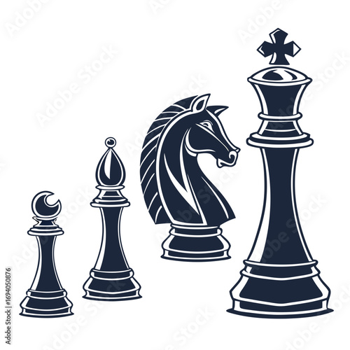 Chess Pieces King Queen Knight Bishop Silhouette vector