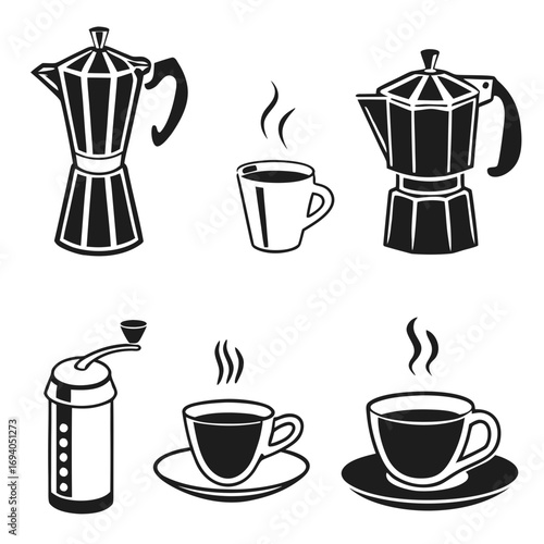 Coffee makers cups grinder steam espresso moka pot