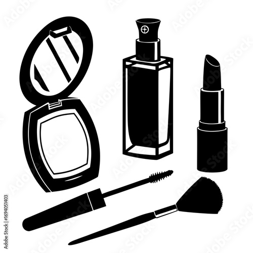 Cosmetic collection black silhouettes makeup cosmetics