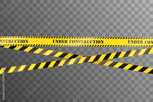 Vector yellow striped under construction safety barricade tape
