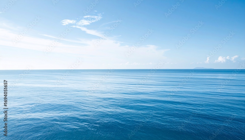 Obraz premium Tranquil azure waters merging with a cerulean sky creating a serene vista