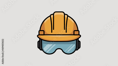 Construction Helmet and Goggles Image