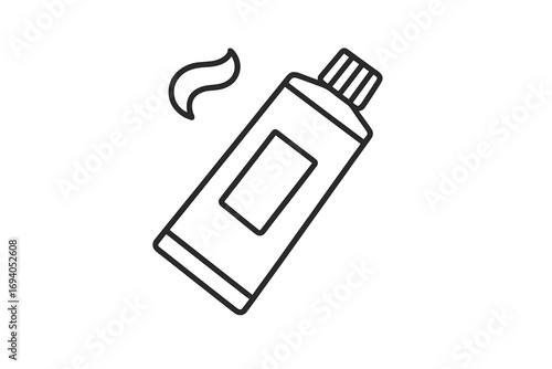 Minimalistic linear toothpaste tube icon with toothpaste swirl, vector cartoon illustration for web design, apps, banners, social media, transparent background