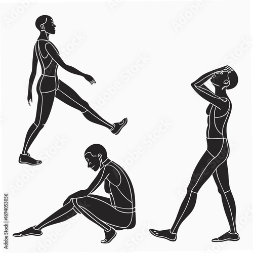 Figures in motion and repose human figures silhouette