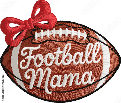 football mama design with red bow american football theme vector