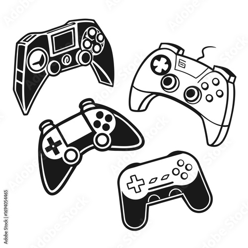 Gaming controllers silhouette collection video game