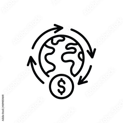 Global financial exchange and economic circulation icon