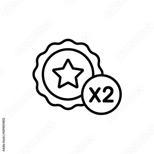 Two star badges with a double quantity indicator