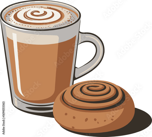 morning brew and sweet cinnamon roll delight perfect for breakfast or cafe moments Cozy