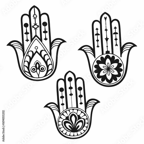 Intricate hand ornament designs hamsa hand mehndi