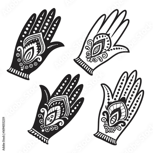 Intricate mehndi hand ornament designs henna