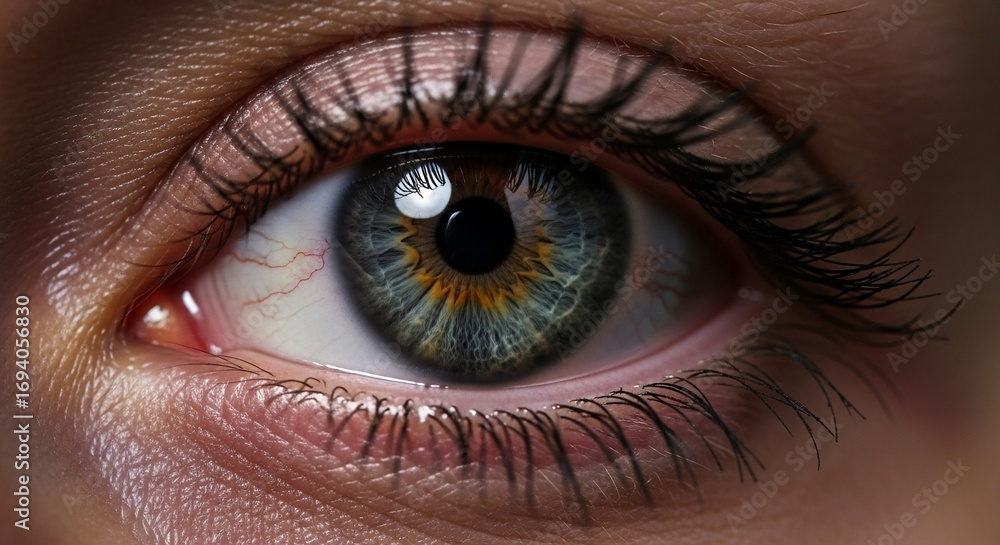 Fototapeta premium Extreme Close-up of a Mesmerizing Human Eye with Blue-Green Iris and Detailed Texture