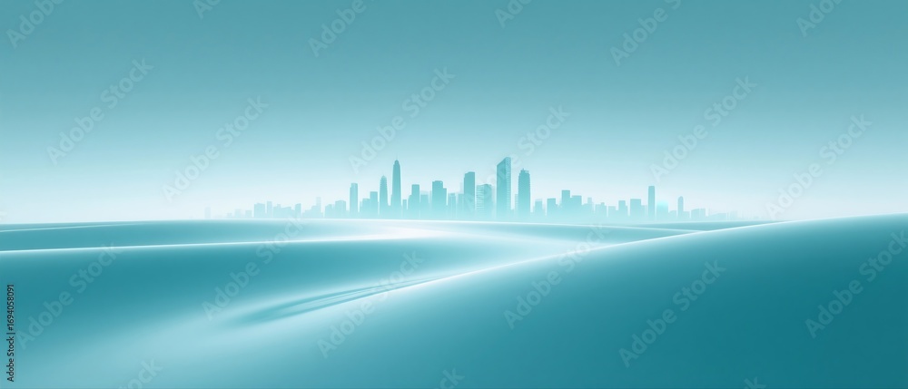 Fototapeta premium Abstract Background with City Silhouette and Flowing Lines