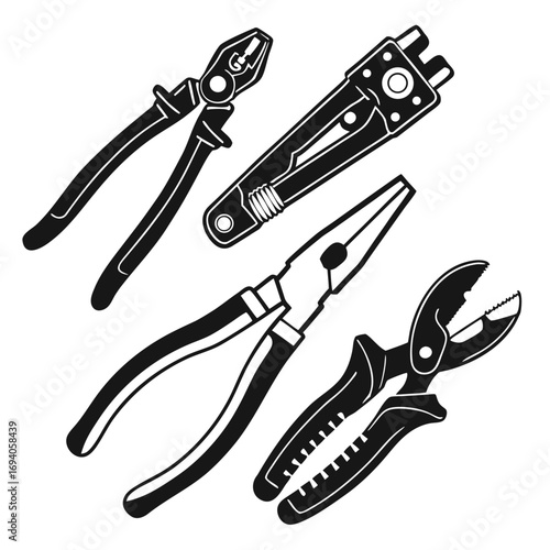 Pliers and wire cutters collection electrical tools