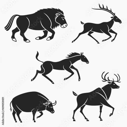 Prehistoric animals running wild ancient art cave painting
