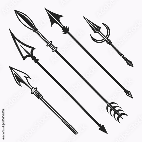 Tribal spear and arrow silhouettes weapon