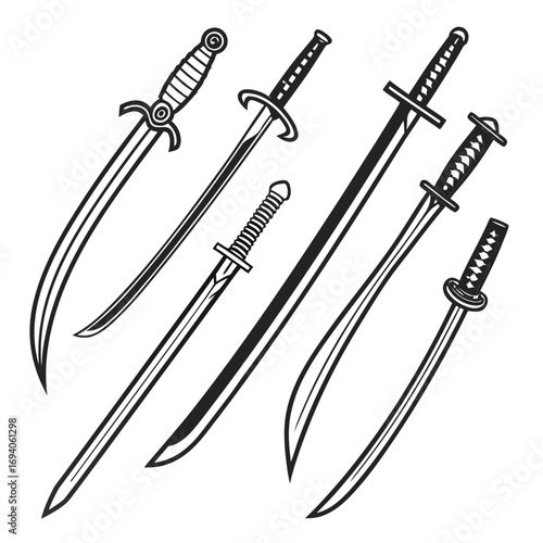 Various weapon blades sword collection katana samurai