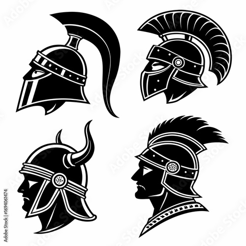 Warrior helmets roman viking greek legionary spartan