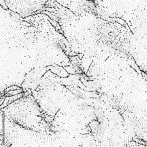 Abstract monochrome pattern featuring dense stippling and irregular lines creating a textured effect design