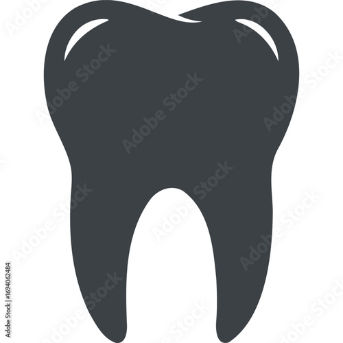 Simple Tooth Icon Dental Healthcare Symbol teeth dentistry medical illustration graphic design element minimalist dark gray monochrome isolated