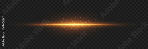 Bright luminous flash of a horizontal line. On a transparent background.