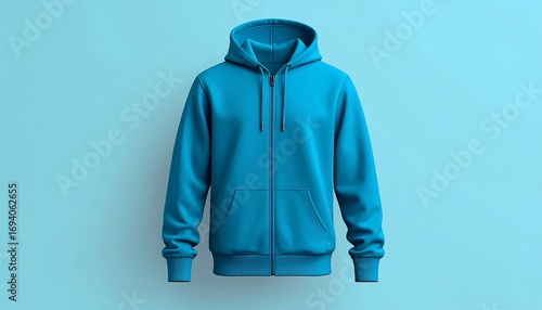 A Vibrant Blue Hoodie Mockup on a Monochromatic Blue Background for Clothing Design