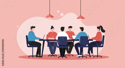 Professional diverse team collaborates in a modern office meeting, discussing business strategies and ideas. Ideal for corporate productivity, teamwork, and planning concepts.