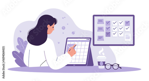 Woman Scheduling Appointments on Calendar.