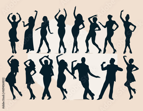 Dancing people silhouette
