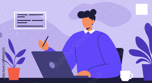 Person working remotely on a laptop at a modern minimalist desk, symbolizing productivity, online collaboration, and digital learning. Great for business and lifestyle themes.