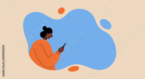 Modern person engrossed in smartphone usage, representing digital communication and online interaction. Ideal for technology, lifestyle, or business concepts.