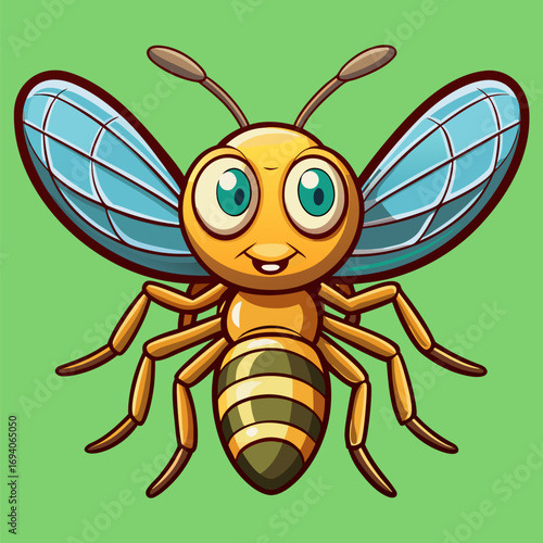 A cute mosquito cartoon is shown lying dead