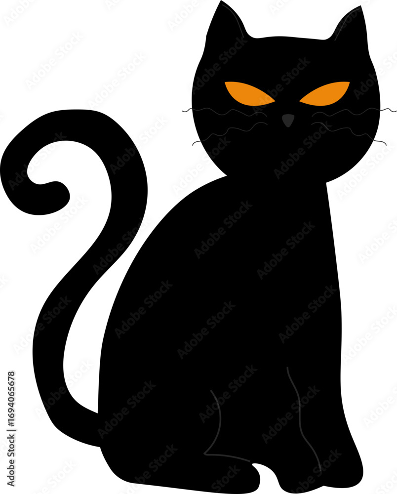 Fototapeta premium Illustration of a Black Cat with Glowing Eyes
