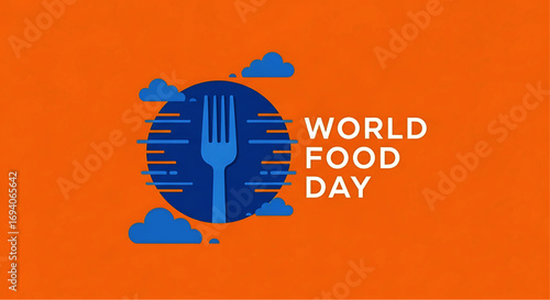 Vibrant World Food Day Graphic with Fork Symbol