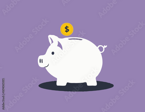 Piggy bank flat vector illustration