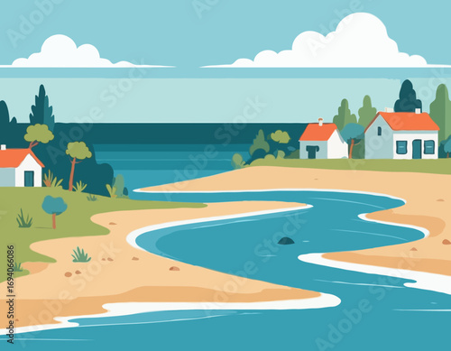 Seamless landscape with sea shore