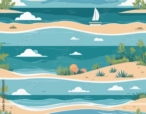 Seamless landscape with sea shore