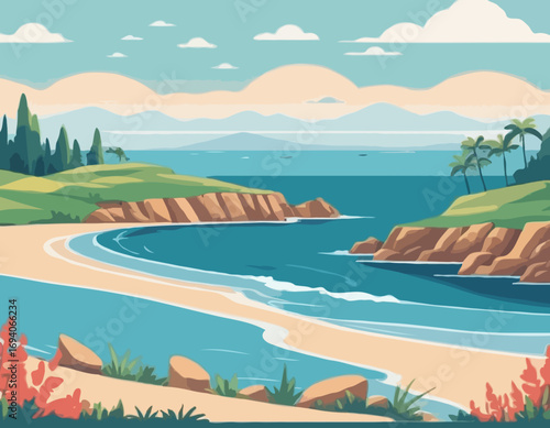 Seamless landscape with sea shore