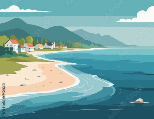 Seamless landscape with sea shore