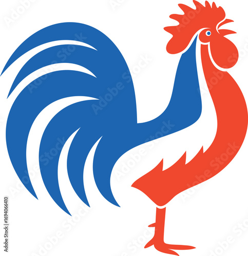 French rooster logo. Isolated french rooster on white background