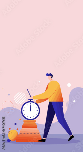 Person setting a stopwatch on a stack, representing efficient time management, project deadlines, and productivity. Ideal for business, planning, or achieving goals.