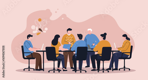Diverse team collaborates in a modern office meeting, discussing business strategies and ideas for project success and innovation.