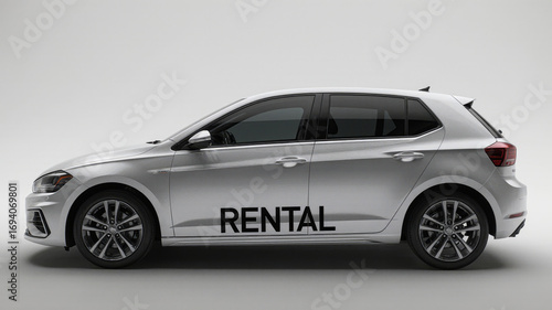 Obraz na płótnie White rental hatchback car on white background